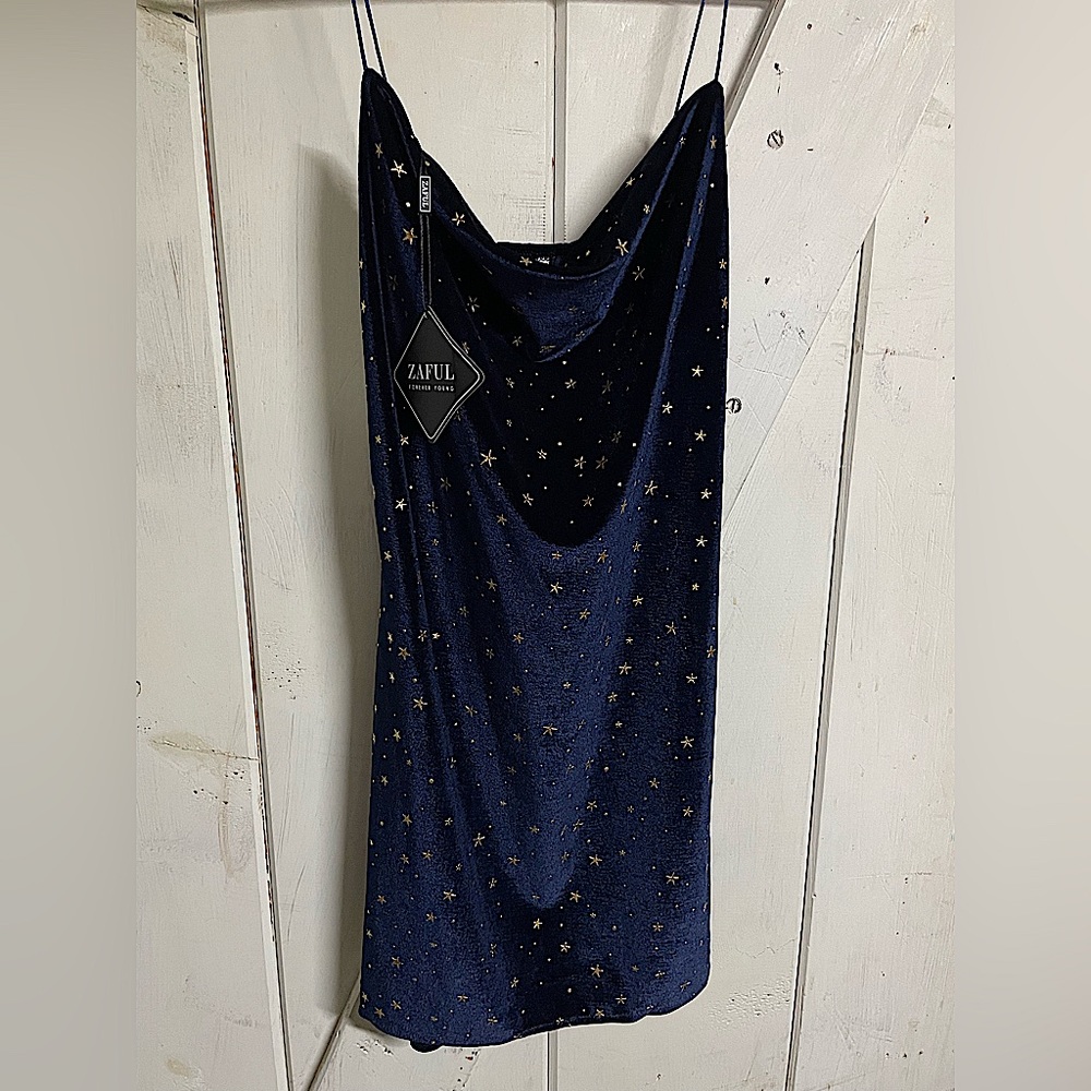 Velvet blue with stars dress
